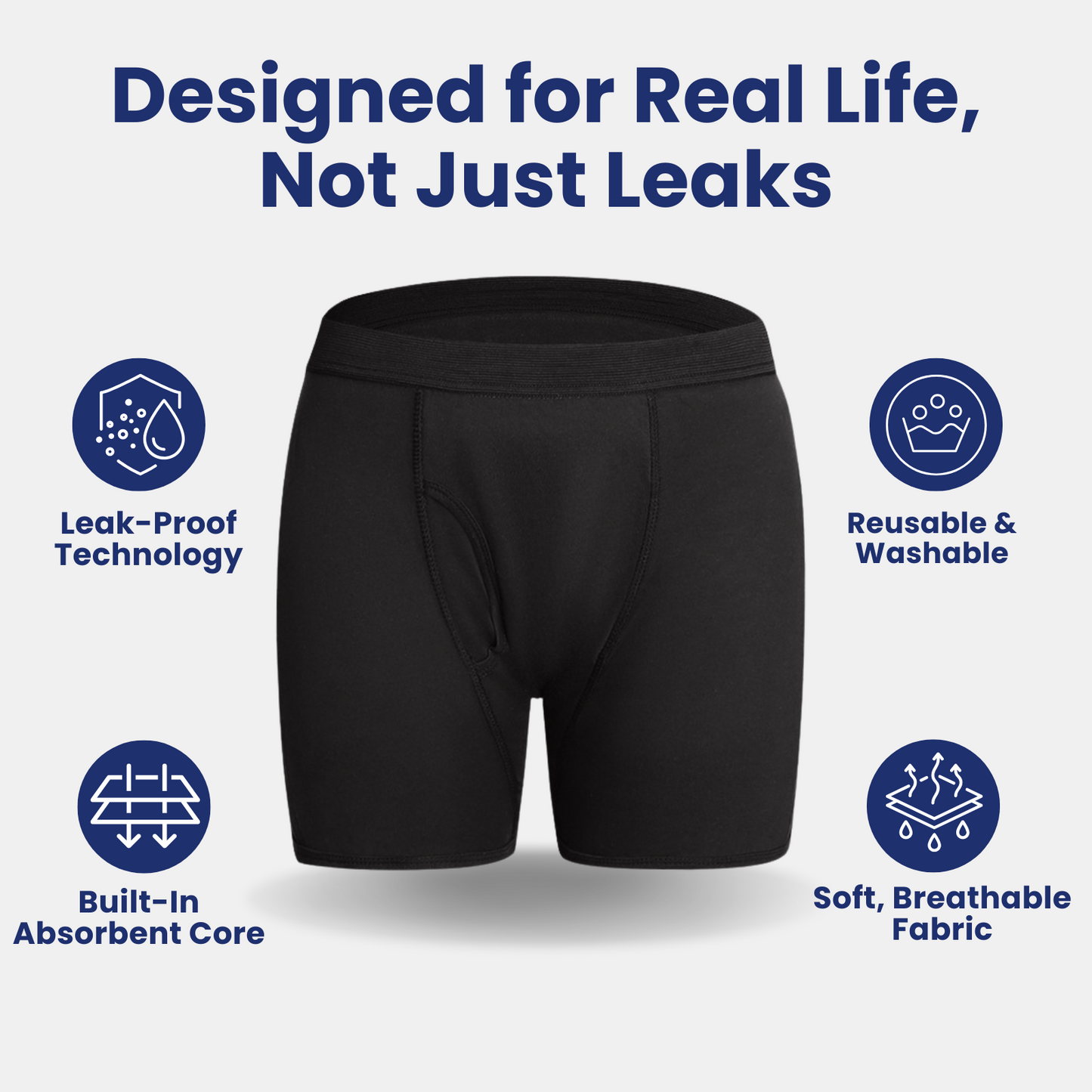 Absorbent Incontinence Boxer Briefs