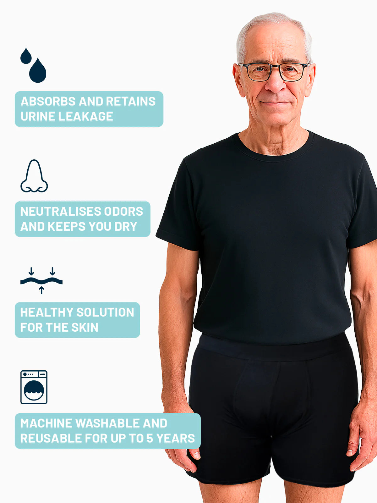 Ultra Absorbent Incontinence Boxer Briefs